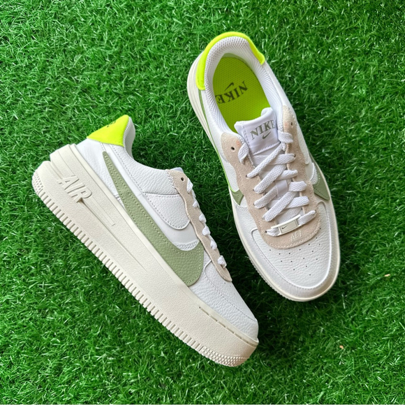 ✨New Nike Air Force 1 AF1 PLT.AF.ORM White / Oil Green - Sail Volt - Picture 4 of 7